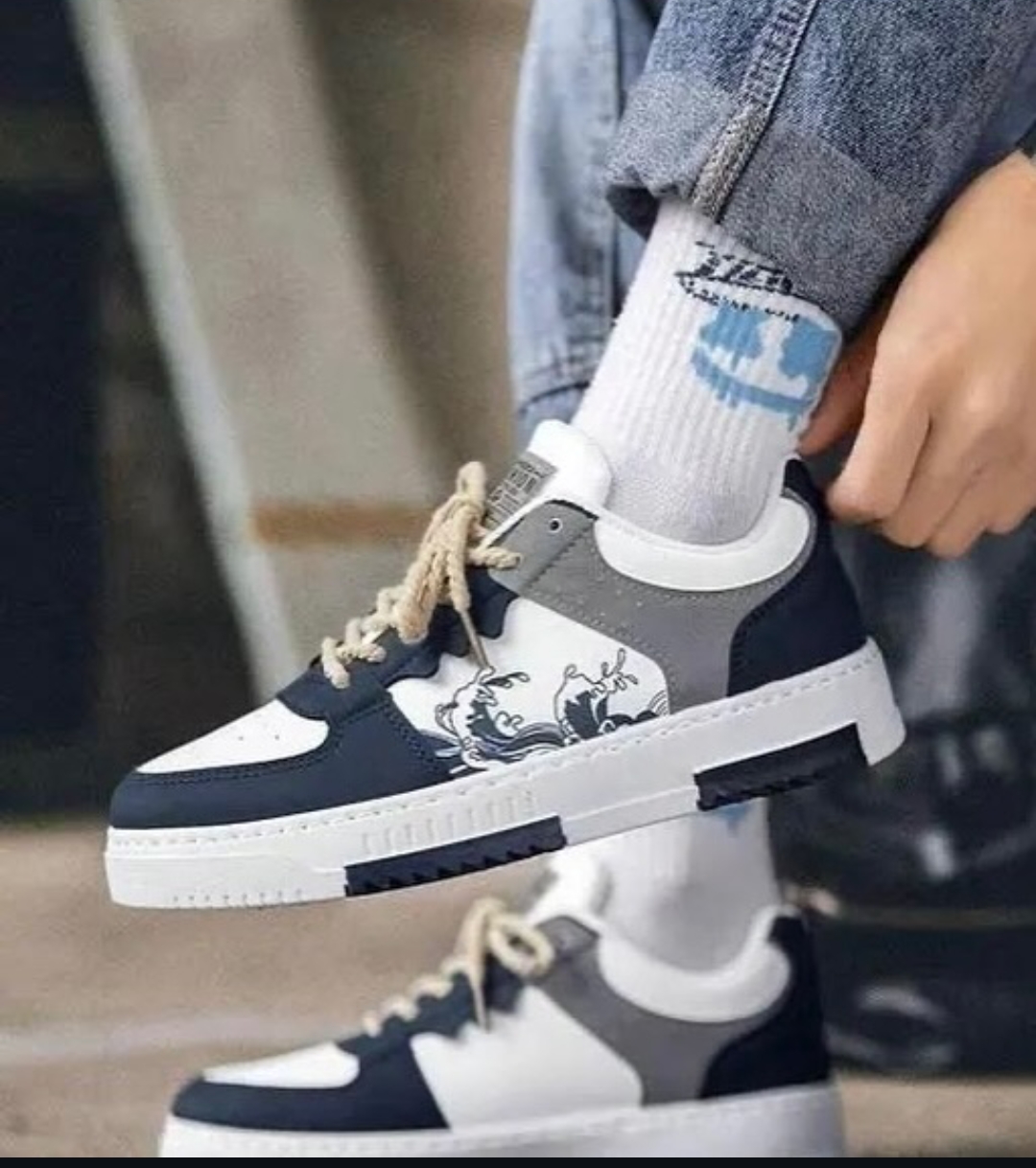 Sherry Wears Stylish Sneakers Shoes for Men Women Boys Girls  Casual Fashion Joggers  Trendy Lace-Up Sneakers  Comfortable Walking Shoes  Green White & Blue White Combination  EU Size 6-11