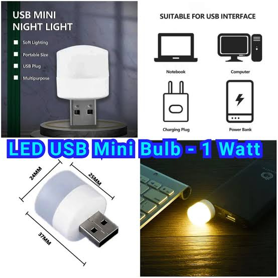 USB LED Night Bulb | Night Bulb | LED Night Light | USB Light | USB Bulb | Night Light | Universal for Laptops, Power banks, Mobile Chargers & Other USB supported port