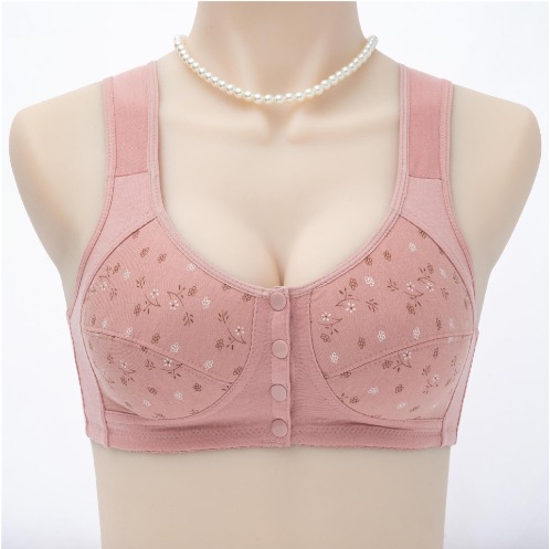 3 Button Front Opening Cotton Maternity Nursing Bra Breast Feeding Non Padded Cotton Material Wireless Front Closure Bra - Random Color