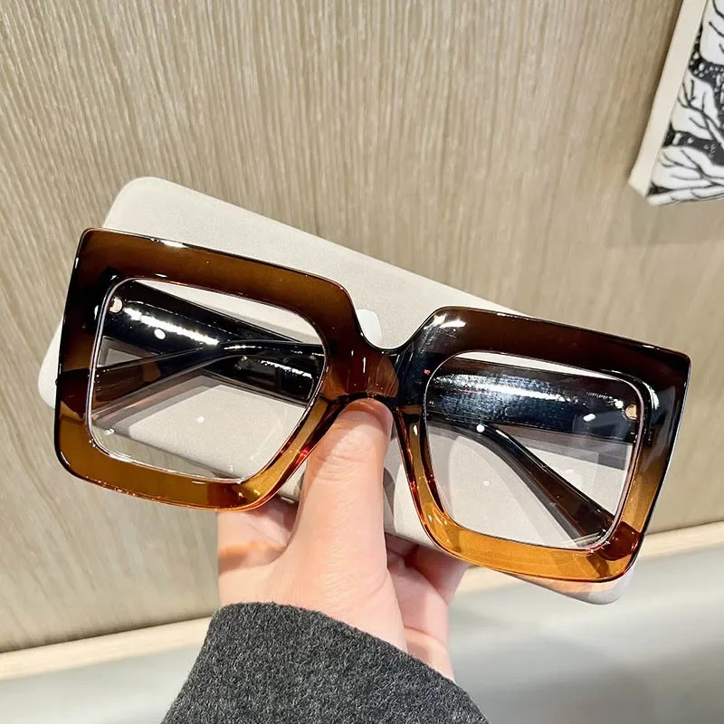 Large Frame Clear Lens Classic Glasses Trendy Square Computer Eyeglass Decorative Eyeglasses Spectacles for Women Men