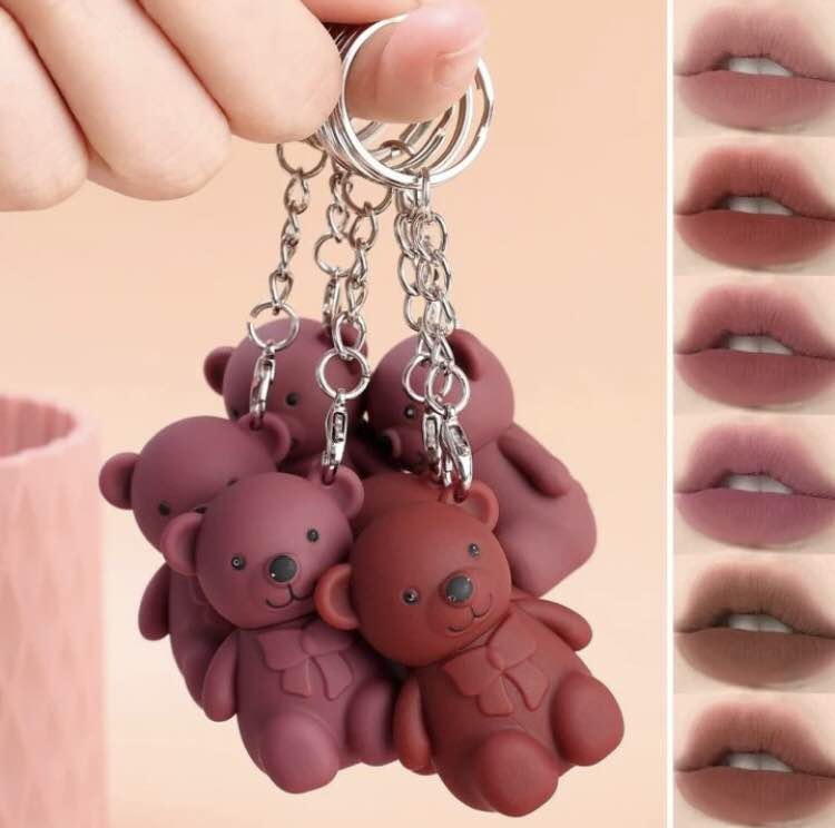Bear Keychain Style | 1 PCS  |Trendy LIP GLOSS | Different shades | MATTE MAKE UP YOUR LIPS ( 1 PCS )