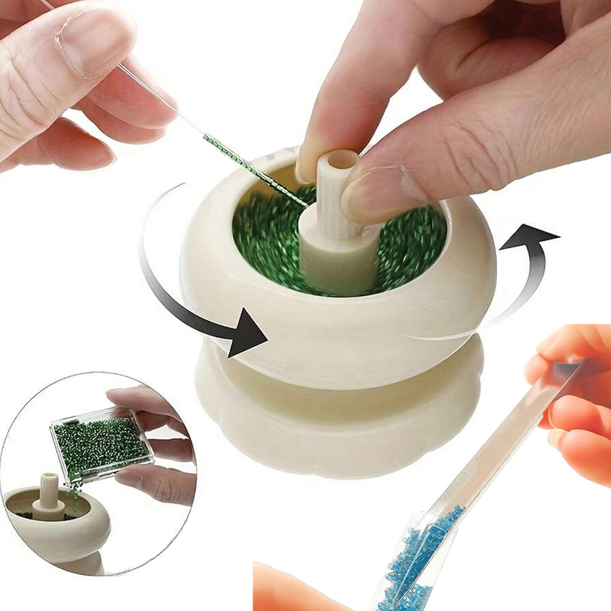 DIY Making Bead Spinner Bead Spinner for Jewelry Making, Effortless Rotating Plastic Bracelet Spinner with 1 Beading Needles
