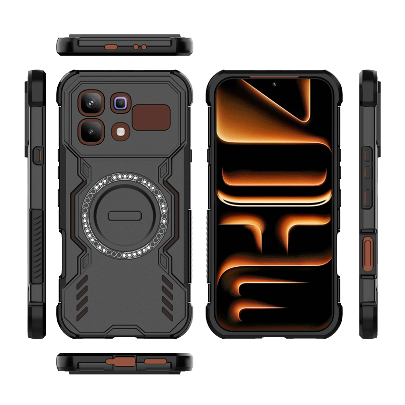 Rugged Armor Hollow Heat Dissipation Magnetic Case for Infinix Note 60 Pro 5G GT50 Pro Hot 60i Enhanced Shockproof Protect Cover