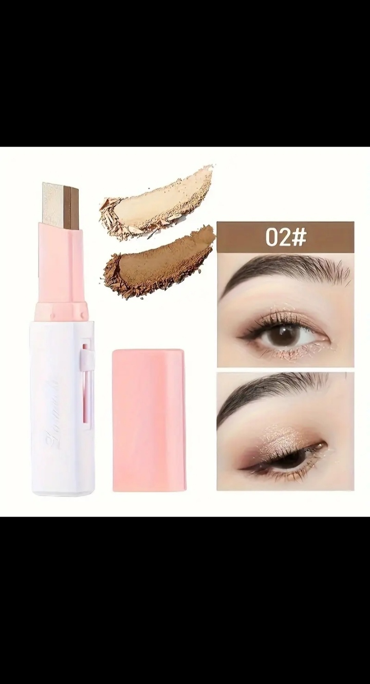 Eyeshadow Stick 2 In 1 Double Color Gradient Velvet Shadow Stick Eye Makeup Waterproof Lasting Shimmer Metallic Eyeshadow Makeup