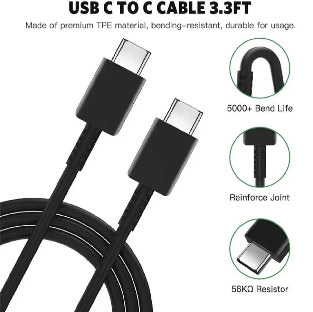 Original 45w PD 2.0 Super Fast Option Adapter With Type-C To Type-C Cable For All Androids Phones_Best For S20,S21,S22 Ultra ,A59, A32, S10, Note10,S8