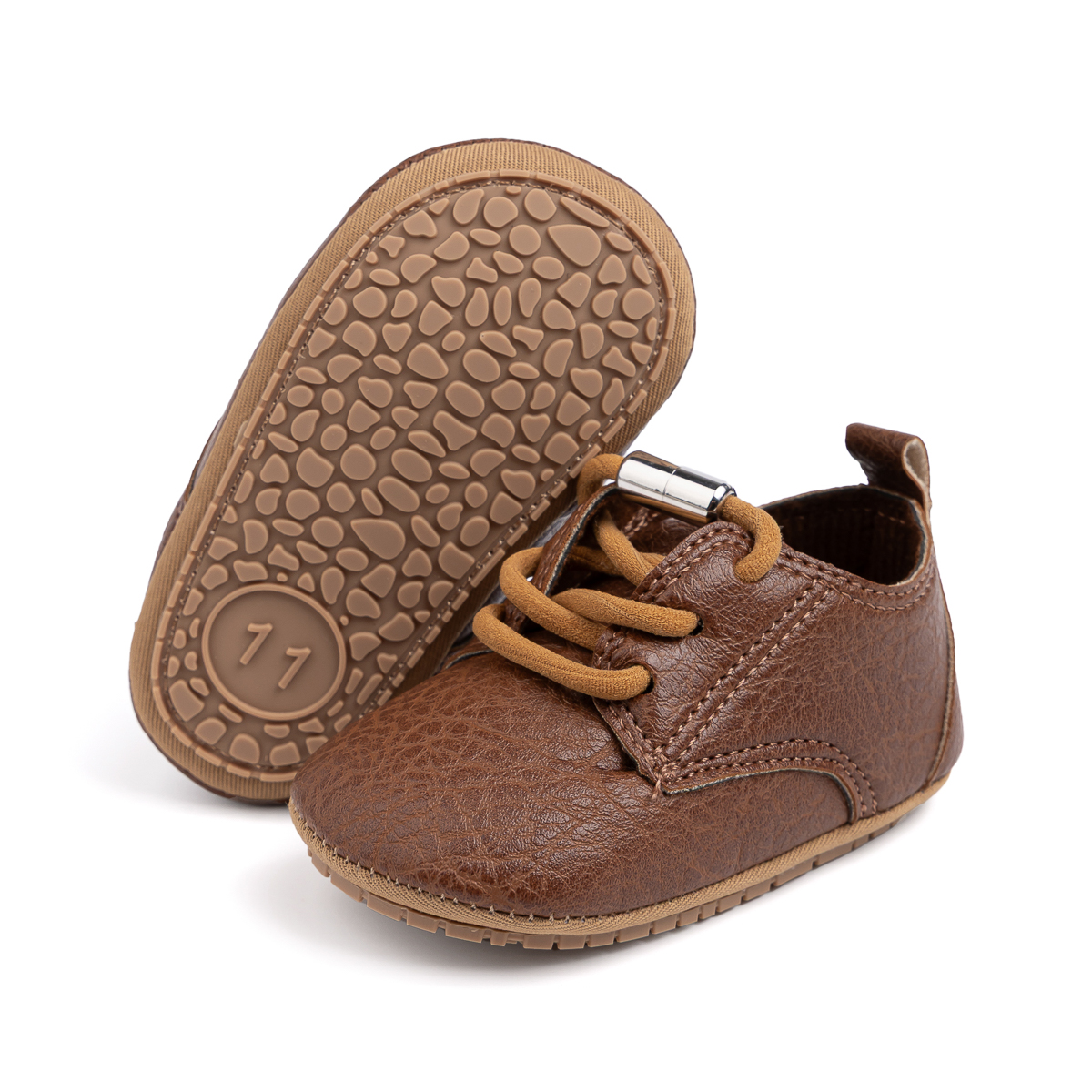 Boys Girls Shoes Retro Leather Casual Sneakers Lace Up Wear-resistant  Soft Anti-slip Sole Toddler First Walkers 2-colors