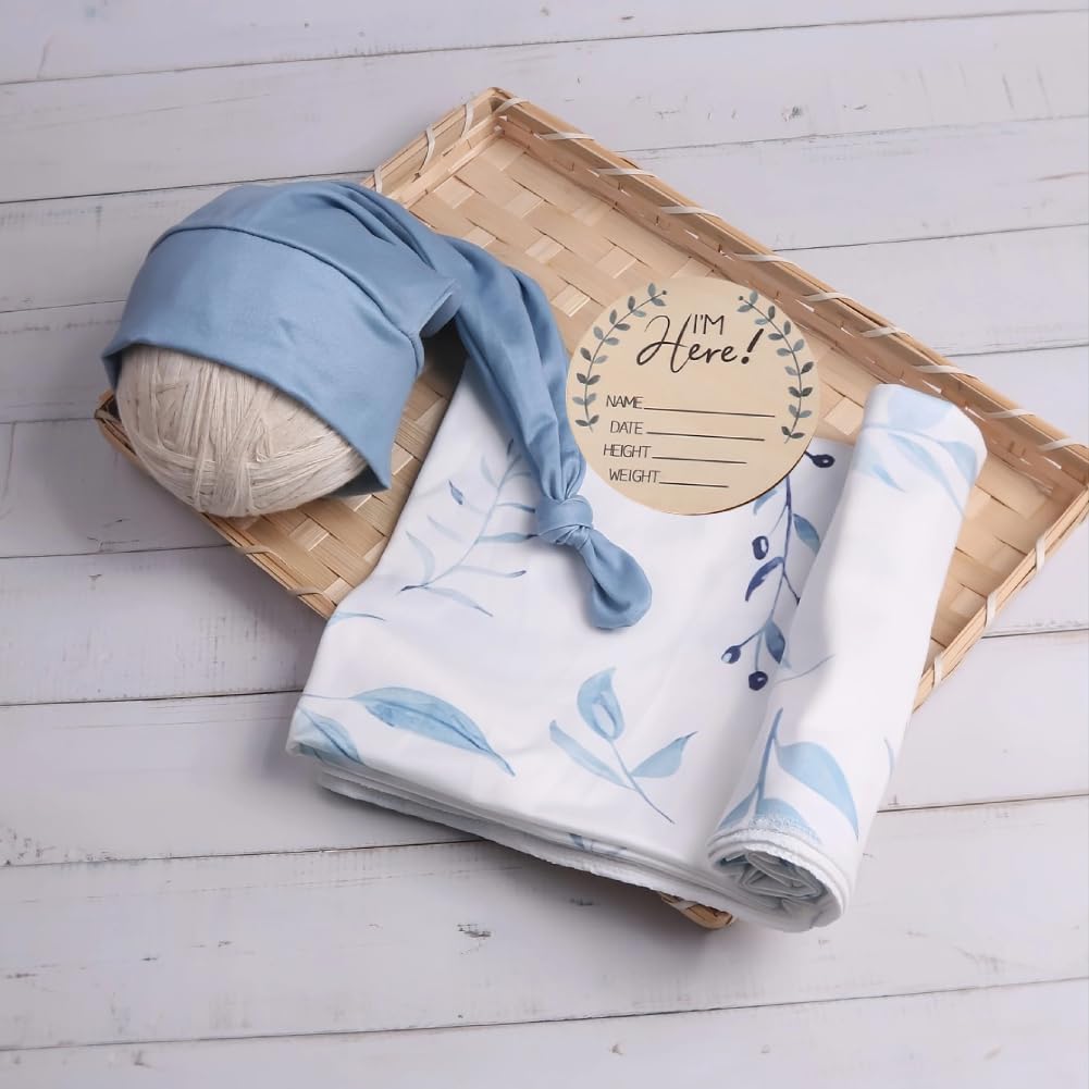 Ylsteed Baby Swaddle Blanket and Headband Set Newborn Receiving Soft Wrap for Girls and Boys Swaddling Blankets for Newborn-HD