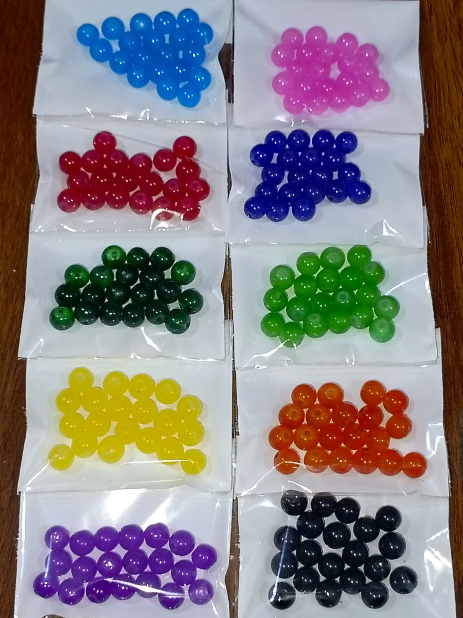 200 PCs 8mm marble Glass beads (10 packs of different colors) or individual color packs of 20 beads each.