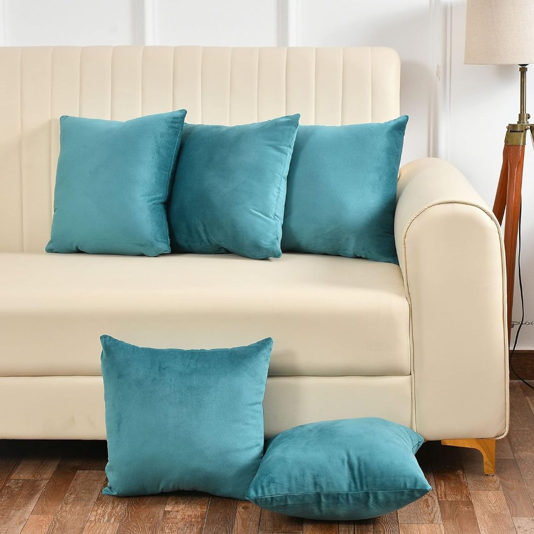 Pack Of 5 Plain Velvet Cushion Covers
