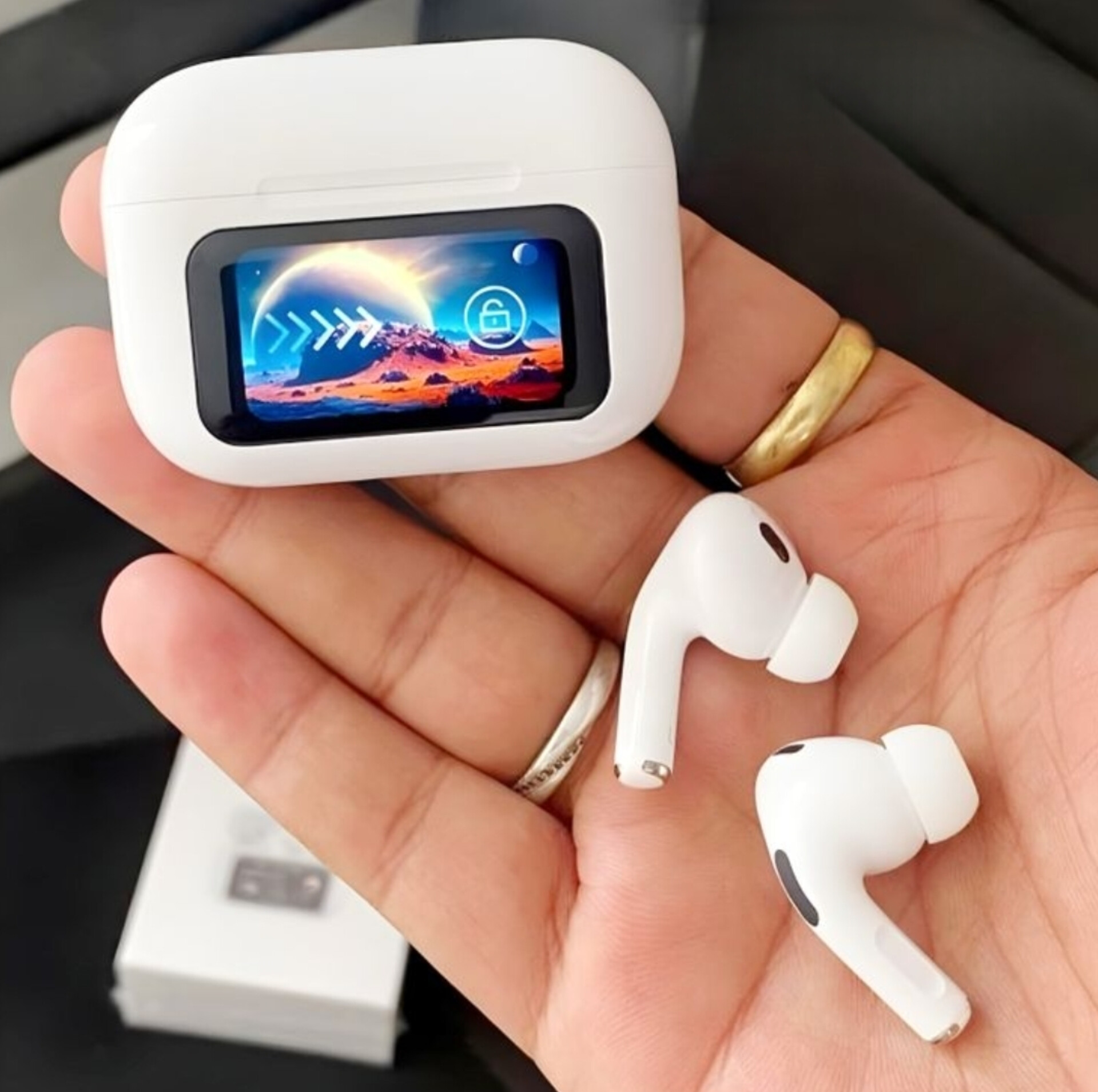 Touch Screen Wireless Earbuds with ANC & ENC Noise Cancelling, Smart Display, Hi-Fi Bass Sound, Bluetooth 5.3, IPX5 Waterproof - TWS Sports Earphones for Gaming Calling Music - Compatible with All Bluetooth Devices