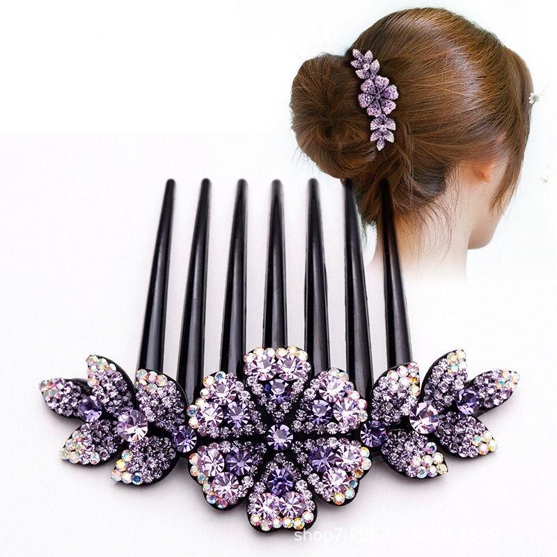 Vintage Crystal Rhinestone Flower Hair Comb Clip Women's Bridal Wedding Headwear Fashion Hair Pin Disc Hair Accessories