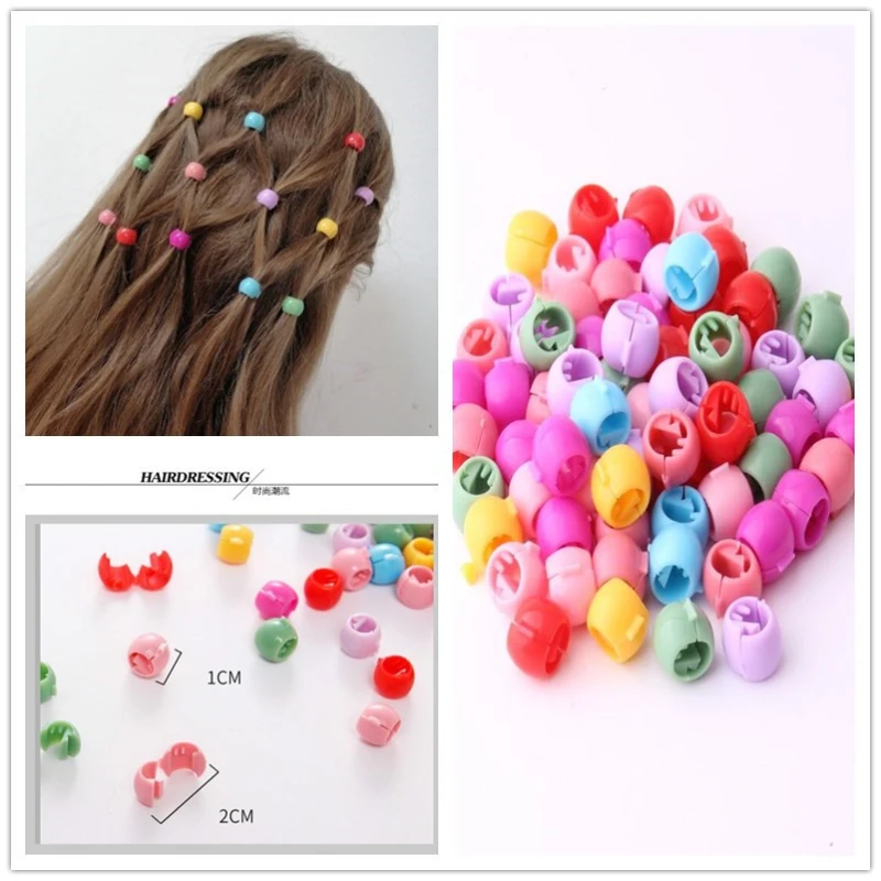 120 Pcs Hair Braids Maker Beads Headwear Cute Candy Colors Plastic Hairpins Hair Claw Clips For Women Girls Hair Accessories