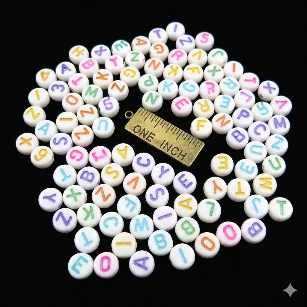 100Pcs 7mm MultiColor Letter Loose Spacer Alphabet White Acrylic Beads For DIY Jewelry Making