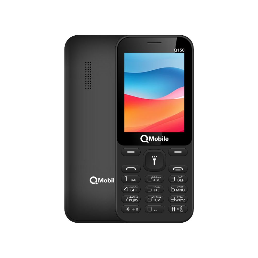QMobile Q150 - Without camera - 2.4 Inch Display - Dual Sim - 1000mAH Battery - 2000 Contacts save memory - Wireless FM radio - Torch - Auto Call recording - Bluetooth -