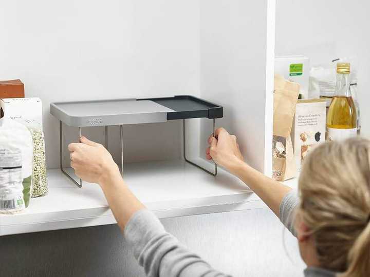 Expandable Kitchen Cabinet Shelf Organizer | Cupboard Storage Rack | Adjustable Space Saving Shelf | Kitchen Corner Organizer