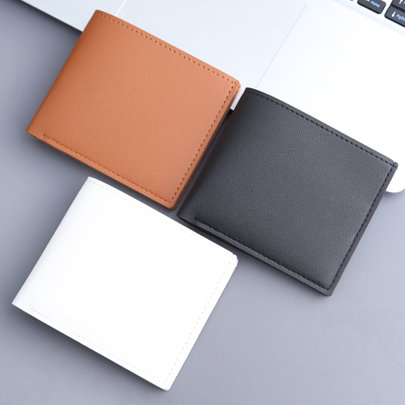 1pc Men Short PU Leather Wallets Vintage Thin Male Credit Card Holder Black Small Money Purses White Holder Bag