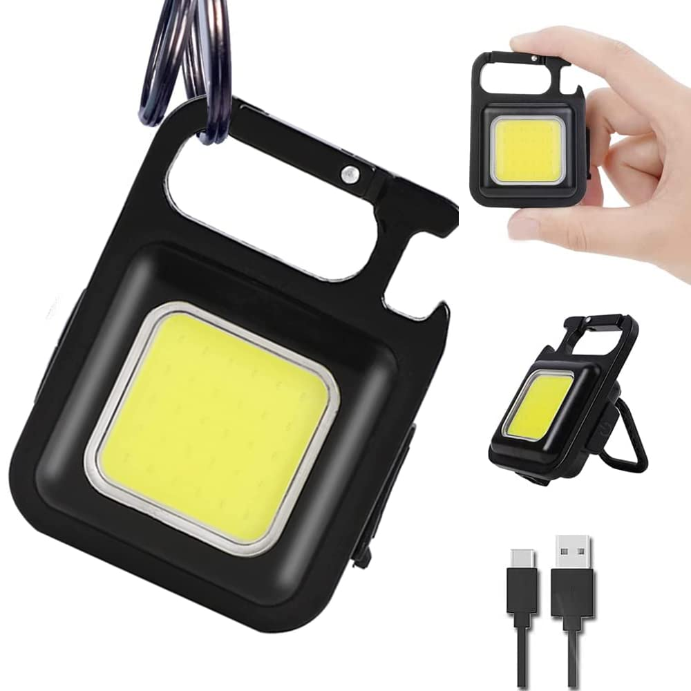 COB Small Flashlight, Keychain Work Light, USB Rechargeable, Mini LED Handheld t, 3 Light Modes Portable Pocket Light for Gift, Camping Emergency Fishing, Aluminum. (No Color Choice)
