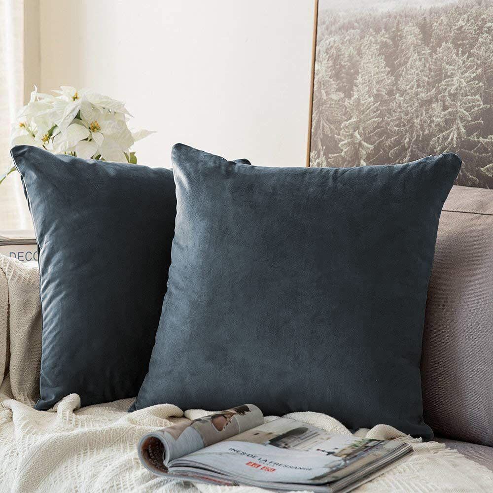 Plain Velvet Cushion Covers 16"×16" Inches By Ayat Bedding