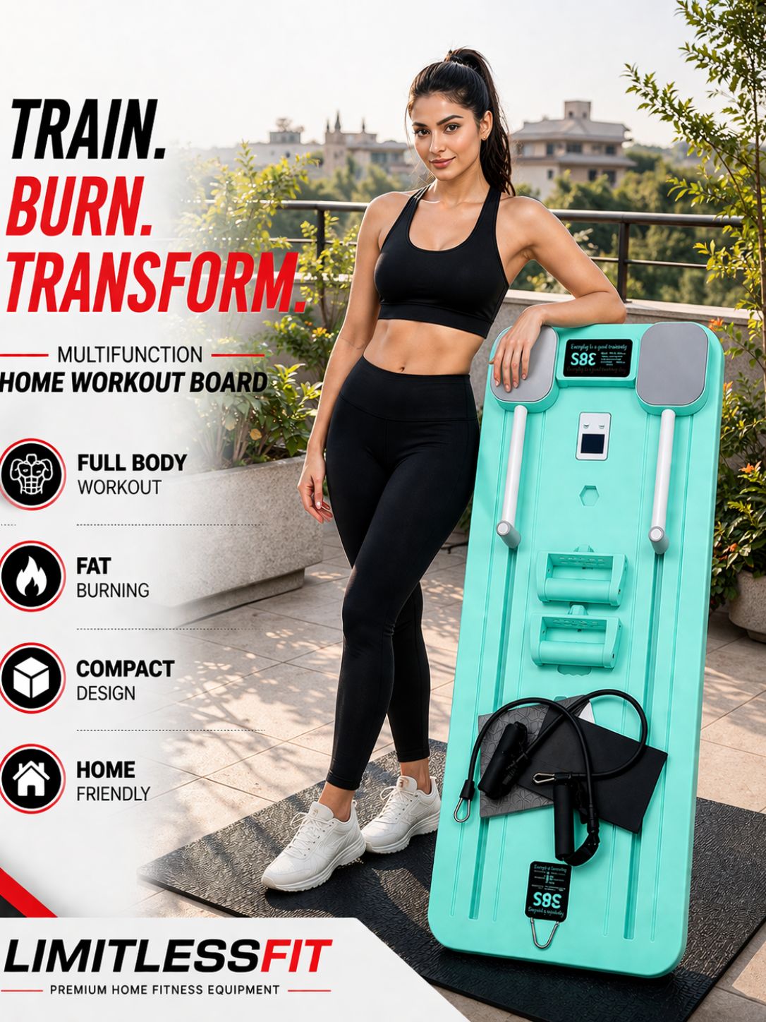 Portable Pilates & Push-Up Reformer Board for Home Workout | Complete Body Shaping & Weight Loss Equipment by LimitlessFit