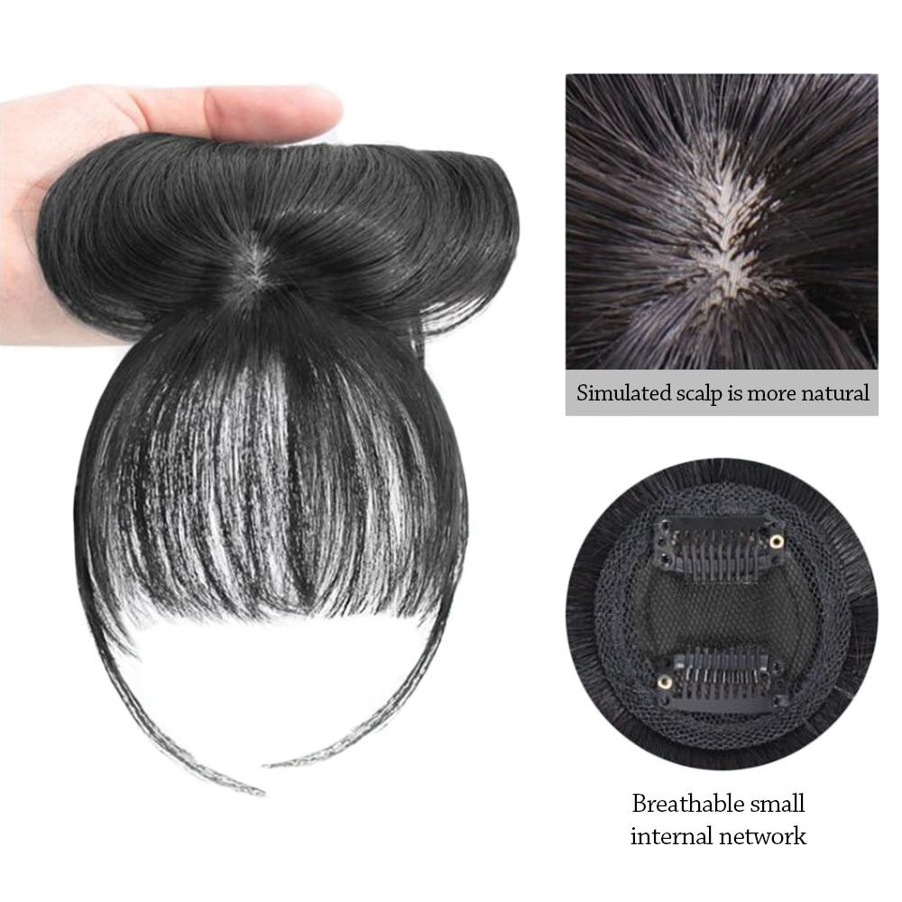 Fashion 3D Natural Bangs Invisible Middle Part False Bangs Synthetic Clip-In Side Fringe Hairpieces Women