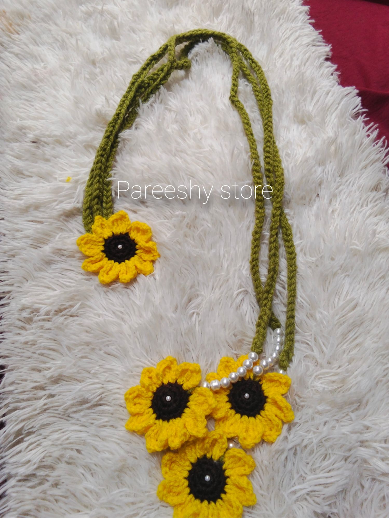 Crochet Sunflower Paranda – Elegant Handmade Hair Braid Accessory