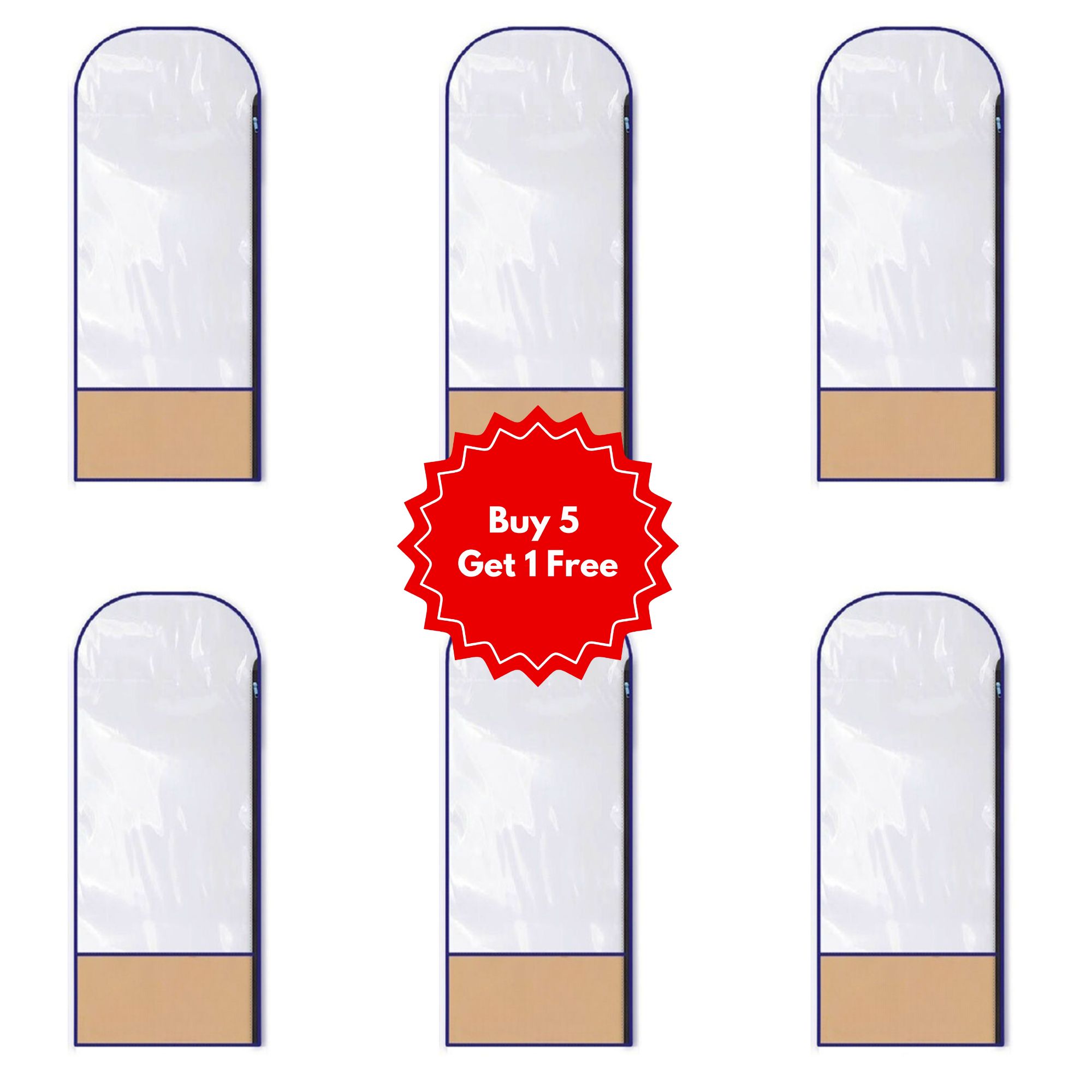 Pack Of 6 - Buy 5 & Get 1 Free Dress Cover For Clothes / Garment Cover Dustproof For Cloth / Garment Bags / Suit Protecting Covers / Maxi Covers for Clothes
