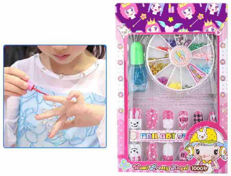 DIY Fashion Nail Art Set for Girls with Artificial Nails, Glitter Nail Paint and beautiful stones, Birthday Gift for little girls