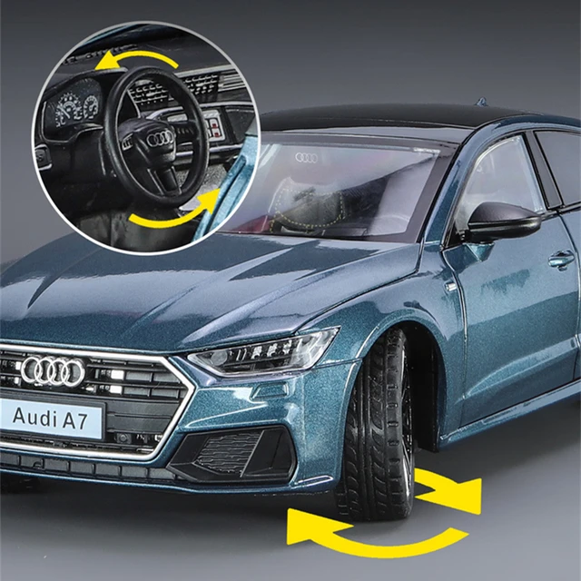 1:24 Audi A7 Toy Car Model Diecast Alloy Vehicle Miniature Pull Back Sound & Light Doors Openable Collection