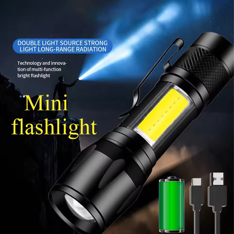 Zoomable Metal COB Flashlight