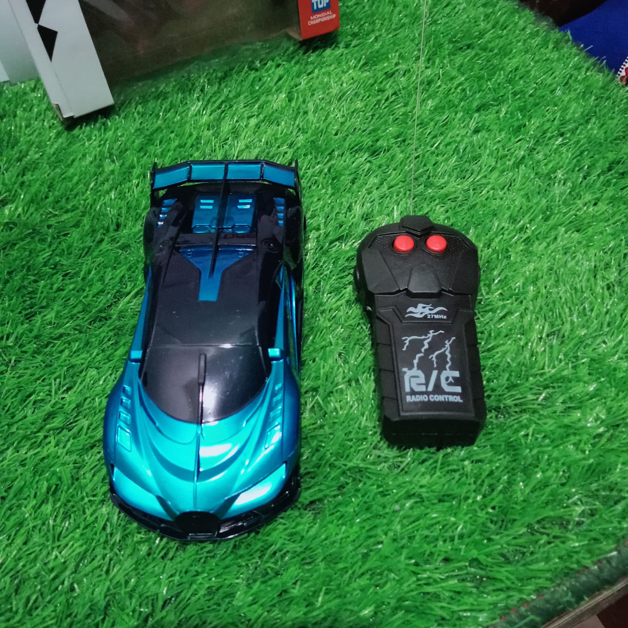 Bugatti Style RC Car 27MHz Radio Control Toy | High Speed Remote Control Racing Car for Kids | Blue