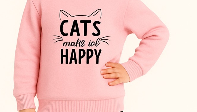 Cats Printed Good Quality Winter Kids Dress For baby Girls