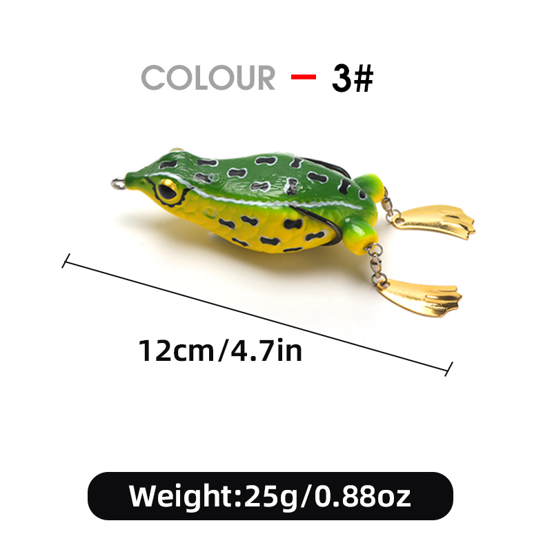 WEIHE 1pcs 2nd Generation Frog Lure 12cm 25g, Artificial Bait for Snakehead Fishing