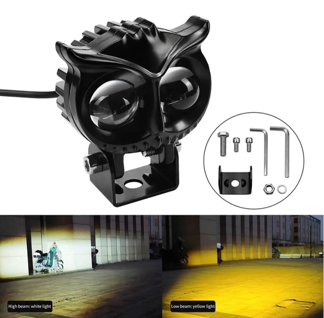 (1pcs) OWL EYE lens long range fog light high quality products (plastic body)  with 5 function  ( white, yellow, multi or fleshar) projected lens  (1pcs)