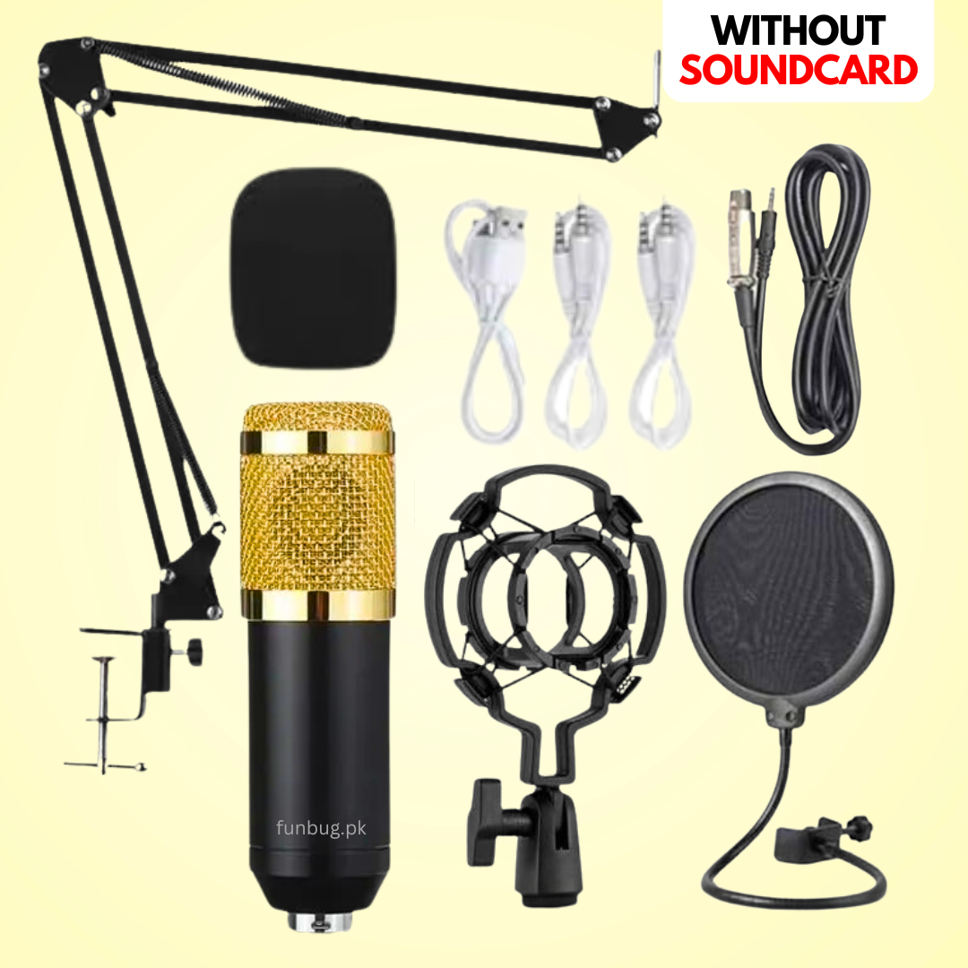 FunBug Professional Metal Scissor Arm Microphone Stand - Adjustable Desk Mount Boom Suspension Arm Stand for Studio, Office, Gaming, Streaming, Podcast - Mic Holder with Clamp for BM800 Condenser Microphone & All Other Mics - Black