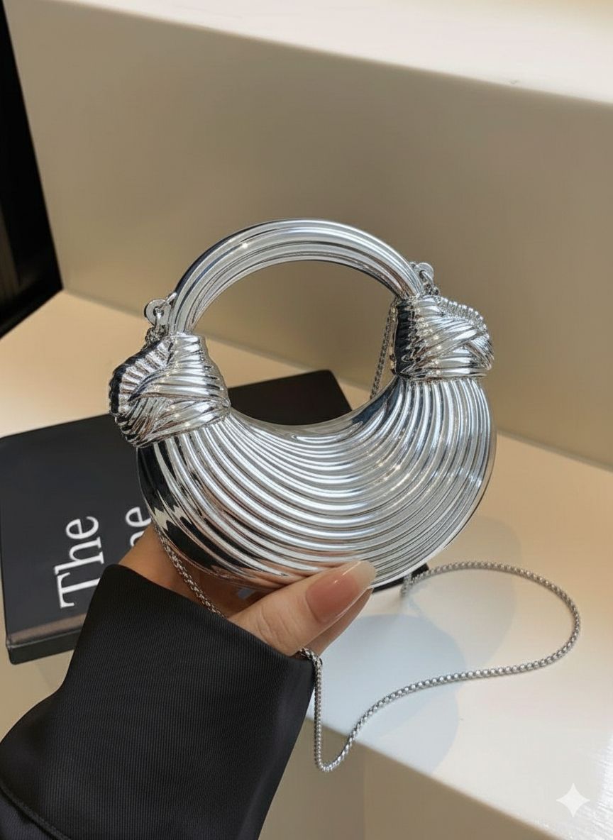 Trendy Acrylic Moon Shaped Base Box Mini Clutch for Girls | Luxury Oval Bow, Heart, Shell, Flower Shape Evening Handbag | Eid Festival, Party, Wedding & Formal Fashion Bag(Perfect Gift For Her)