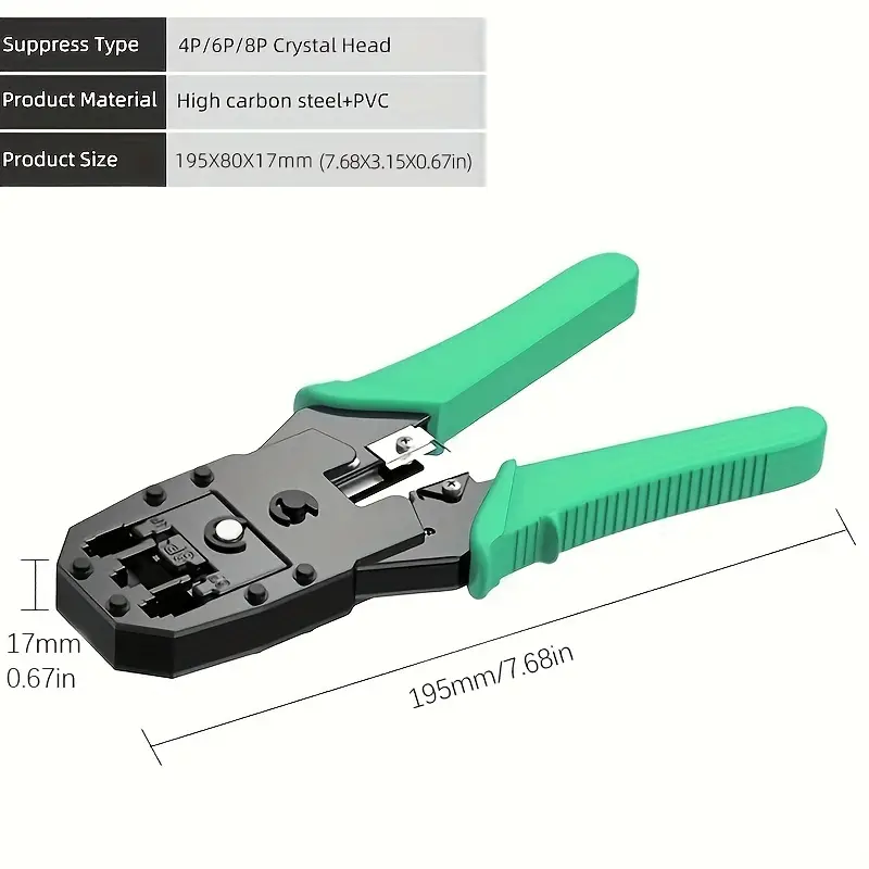 3 in 1 Professional RJ45 Crimper Tool Kit with 10 Cat6 RJ45 Connectors 4P 6P 8P Multifunction Network Cable Crimping Pliers Wire Cutter Wire Stripper Ethernet LAN Cable Crimp Tool for Cat5 Cat5e Cat6 RJ11 RJ12 RJ45 Premium Quality