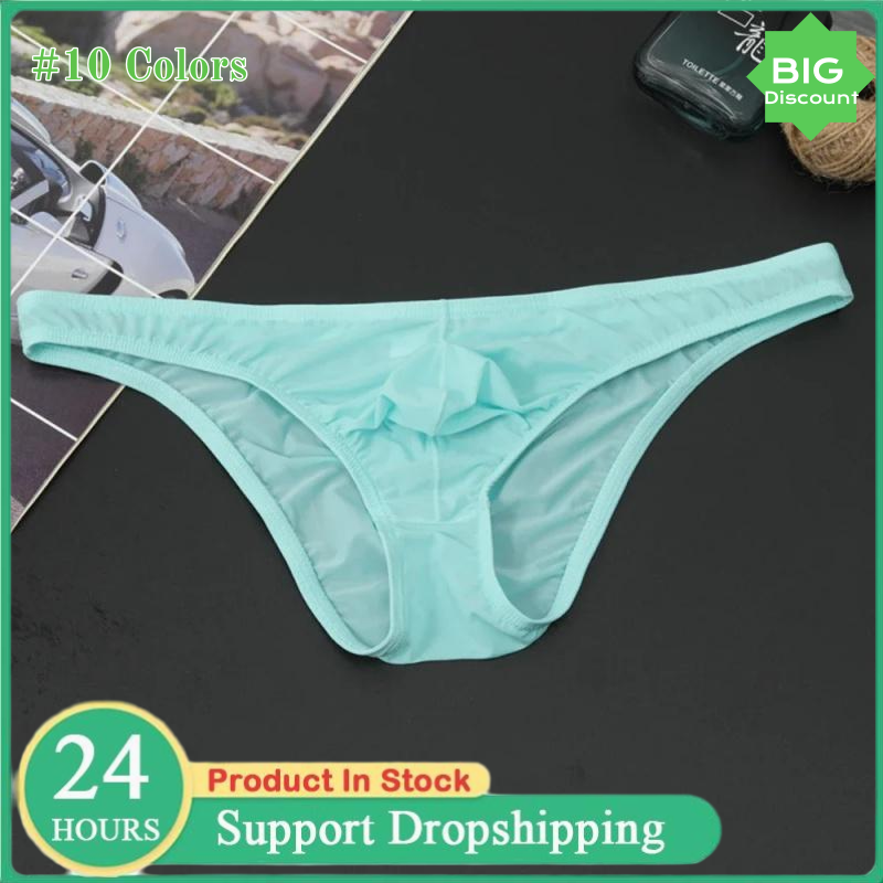 1PC Summer New Underwear Men's Ice Silk Briefs Ultra-thin Transparent Breathable  Comfortable Low Waist Underpants for Men