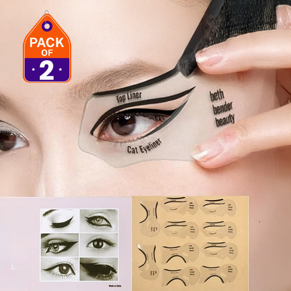 Pack of 2 & 1  Eyeliner Stencils Winged Eyeliner Stencil Models Template Shaping Tools Eyebrows Template Card Eye Shadow Makeup Tool