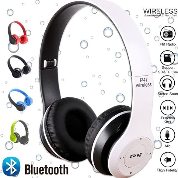 Foldable P47 Wireless headphones with Microphone Bluetooth Foldable Headset Support FM Radio TF for PC ,TV Smart Phones & Tablets etc.