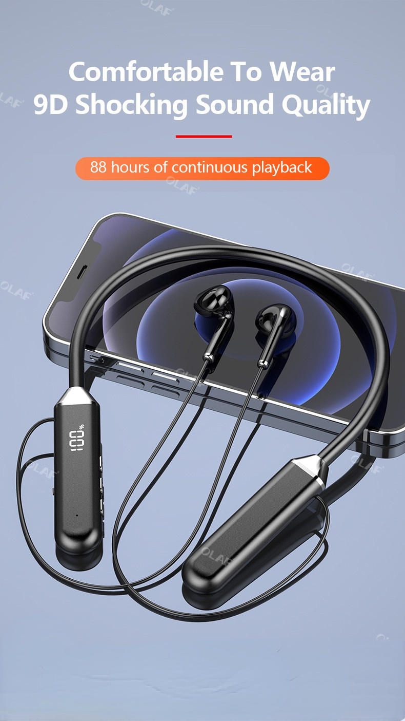 Waterproof Sports Neckbands Wireless Earbuds: Bluetooth 5.0 Hi-Fi In-Ear Headphones