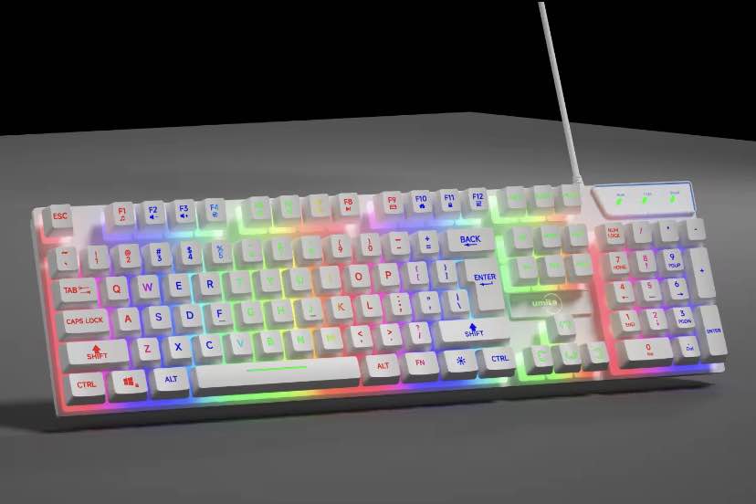 Gaming Keyboard RGB GK100F LED Backlit, Anti-Ghosting, Wired USB, Blue Switches, Durable Keys, PC Laptop Compatible, Ergonomic Design for Esports Typing Setup