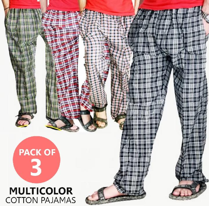 Pajamas for Mens Summer Cotton Fabric Pack of 3 soft Comfortable wear Multi Random Colours