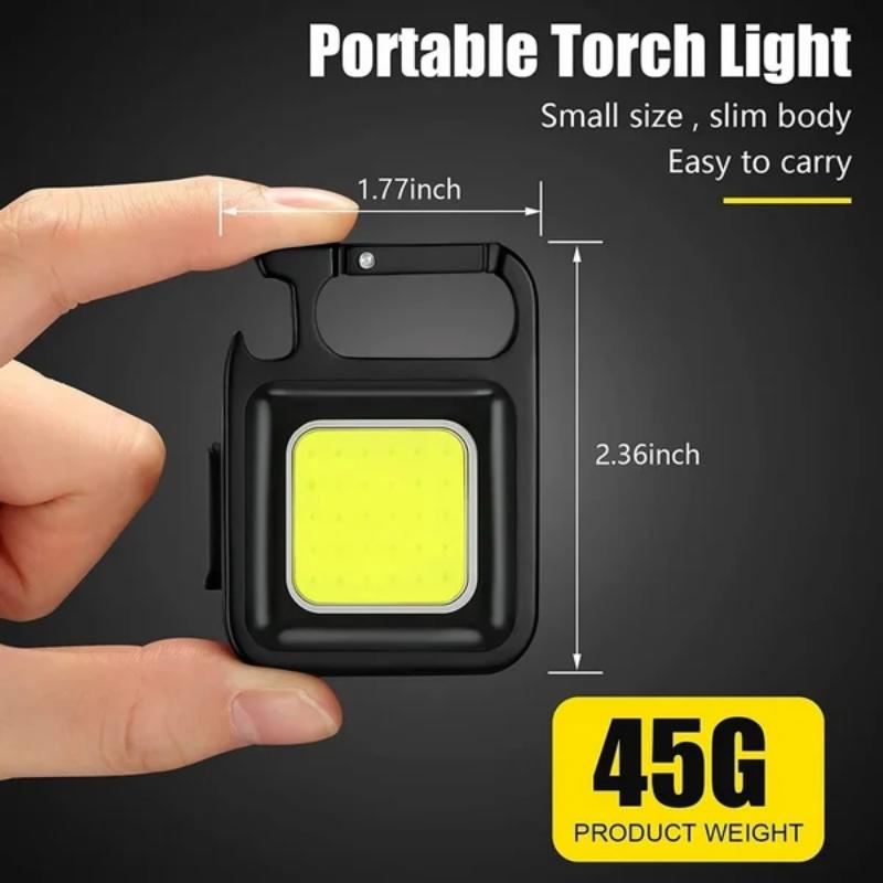 COB Small Flashlight, Keychain Work Light, USB Rechargeable, Mini LED Handheld t, 3 Light Modes Portable Pocket Light for Gift, Camping Emergency Fishing, Aluminum Random color