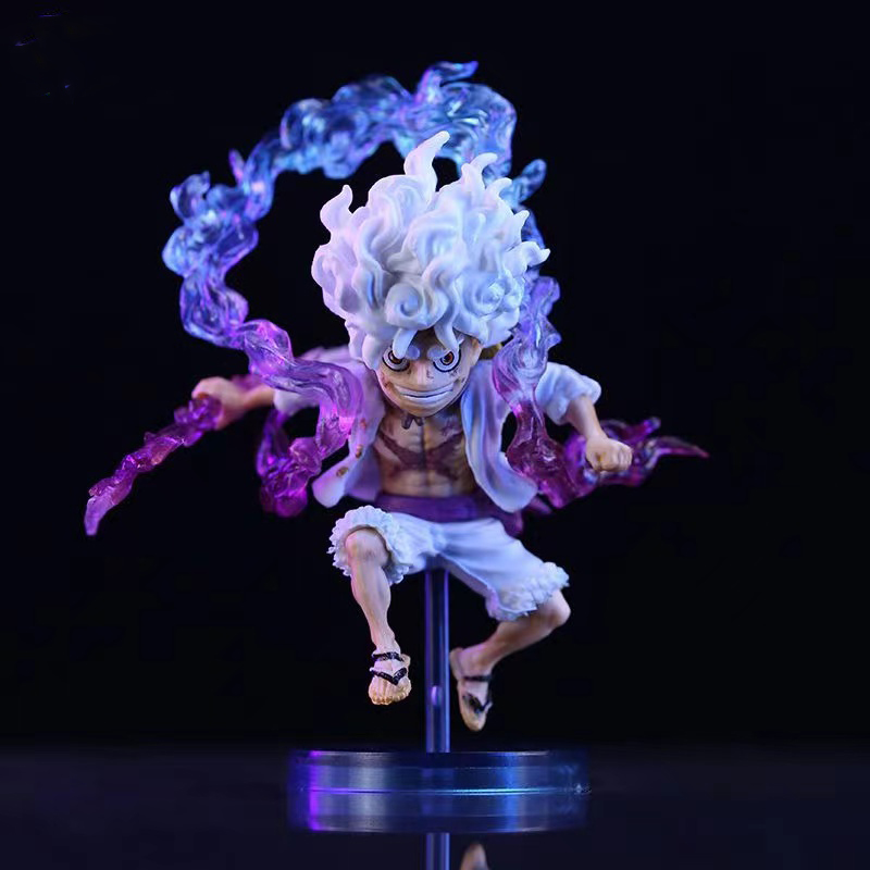 In Stock 10cm Mini One Piece Luffy Gear 5 Action Figure Sun God Nika Statue Anime Figurine Pvc Model Doll Collection Toy 