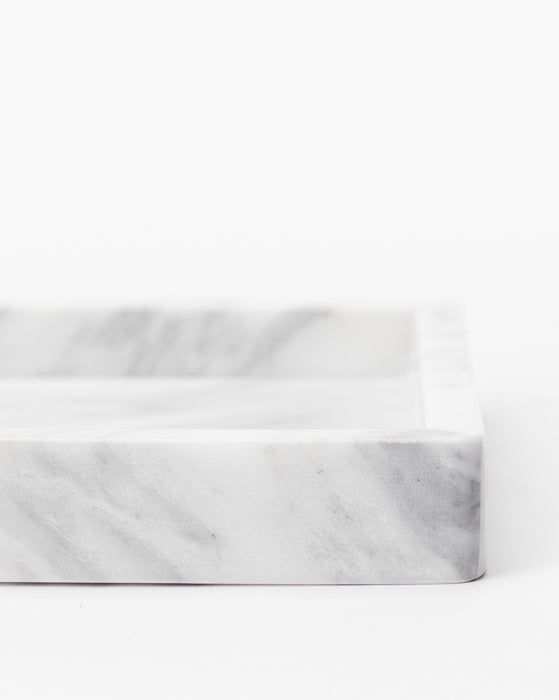 Full Black Marble Tray A sleek, polished black marble tray showcasing natural veining. 5