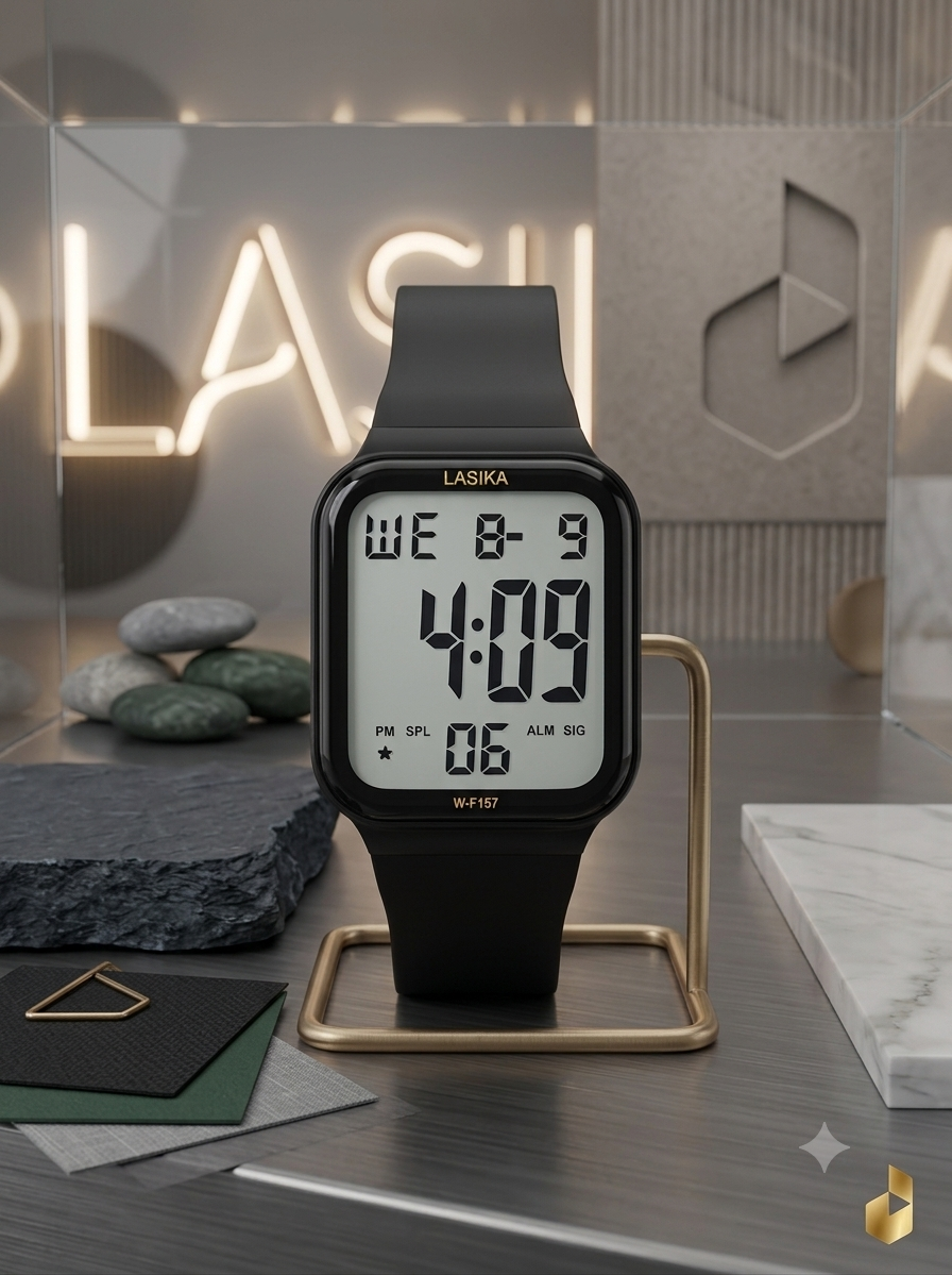 Lasika W-F157 Digital Sports Watch for Men & Boys - Waterproof Square Dial Rubber Strap LED Chronograph Wrist Watch