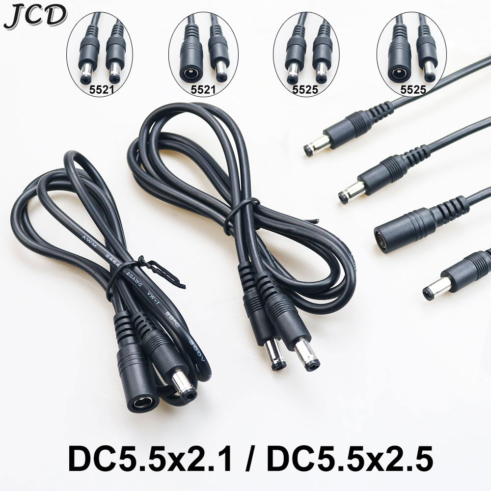 JCD DC 5.5x2.1mm to 5.5x2.1mm Male to Male Plug Power Supply Adapter Wire DC Plug Connector Cable 5521 5525 Extension Cable