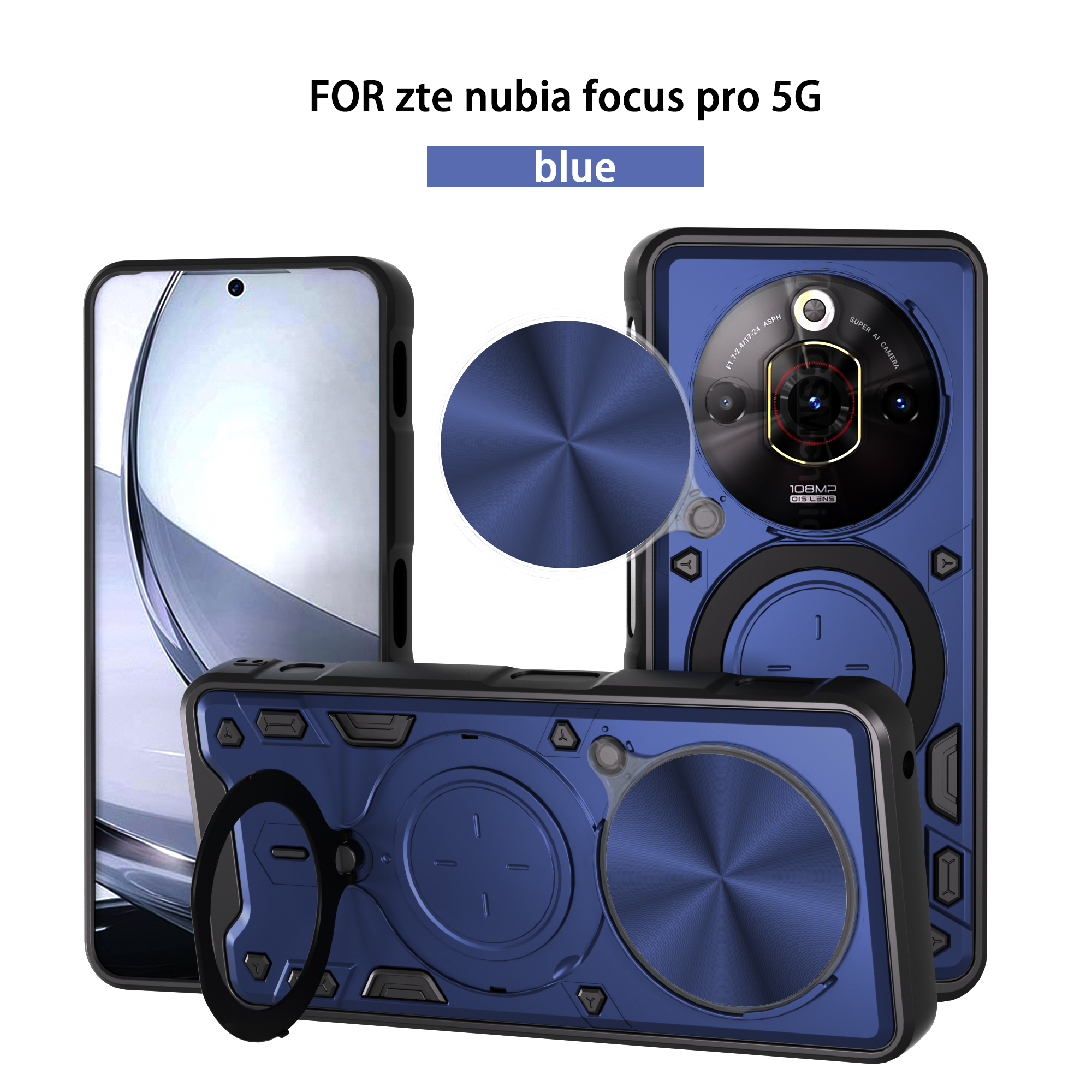For  Nubia Focus Pro Phone Case Focus Pro 5G Case Heavy Duty Rugged Armor Magnetic Bracket CaseSlide Camera Protection Cover