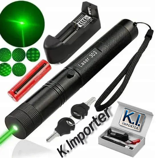(K. IMPORTER) Green LASER LIGHT, Green Laser Pointer With Rechargeable Battery, Charger and Lock Key for teaching, astronomy, pets training, tour guide, classroom and business presentations, outdoor activities, travel