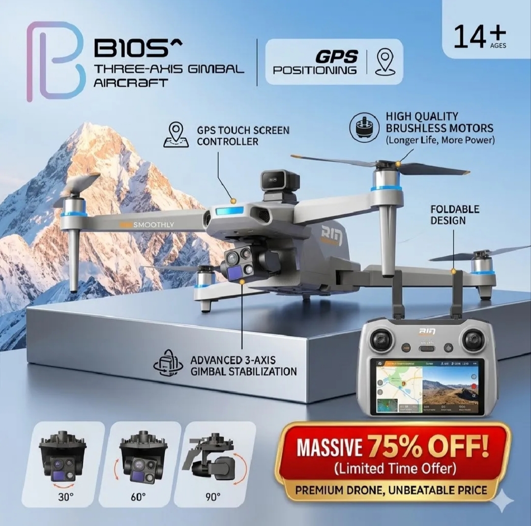 B10S GPS Touch Screen Foldable Camera Drone with 3-Axis Gimbal | Brushless Motor HD Camera Drone | Smart Flight & Stable Aerial Photography